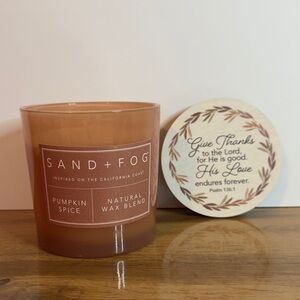 Sand + Fog, 3 Wick 21oz Pumpkin Spice Candle - Brown w/ Bible verse on lid